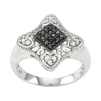 HDI Sterling Silver 1/5 Carat T.W. Black & White Diamond Ring