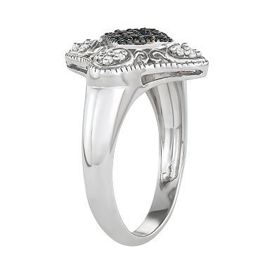 HDI Sterling Silver 1/5 Carat T.W. Black & White Diamond Ring
