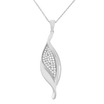 HDI Sterling Silver 1/3 Carat T.W. Diamond Leaf Pendant Necklace