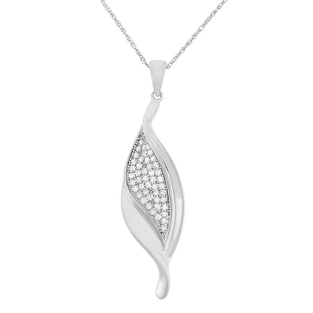 Sterling Silver diamond and leaf cheapest necklace