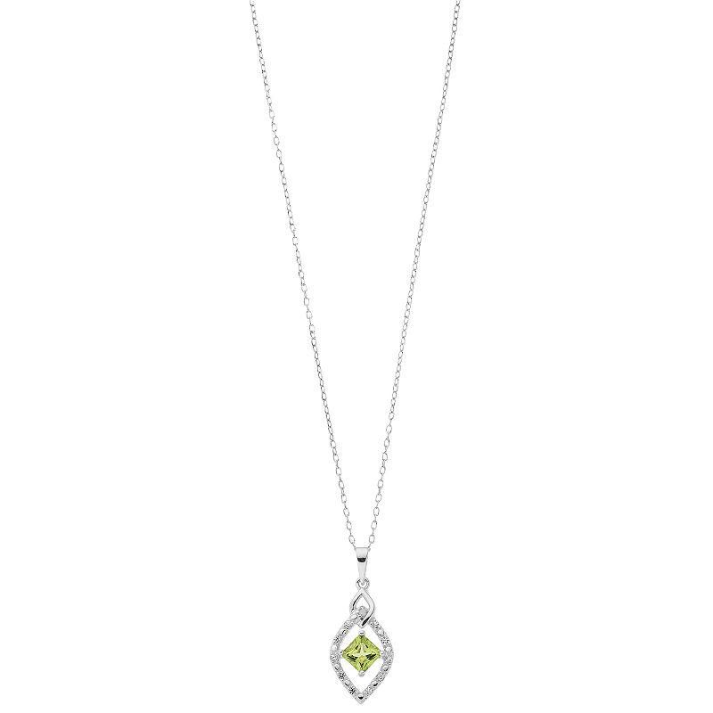 RADIANT GEM Sterling Silver Peridot & Diamond Accent Marquise Pendant, Wom
