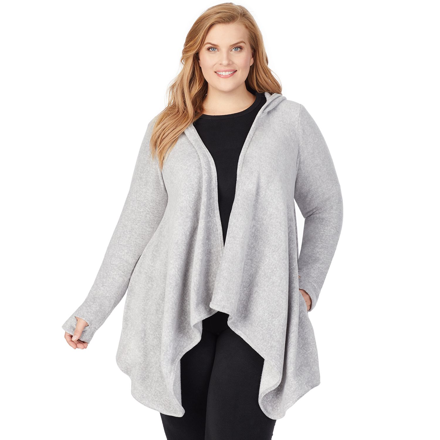 women's cuddl duds softwear hooded wrap cardigan