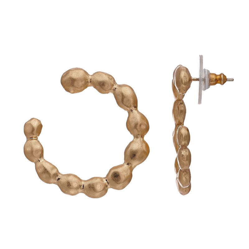 Bella Uno Gold Tone Beaded Hoop Earrings, Womens, Multicolor