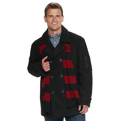 Mens peacoat and scarf best sale