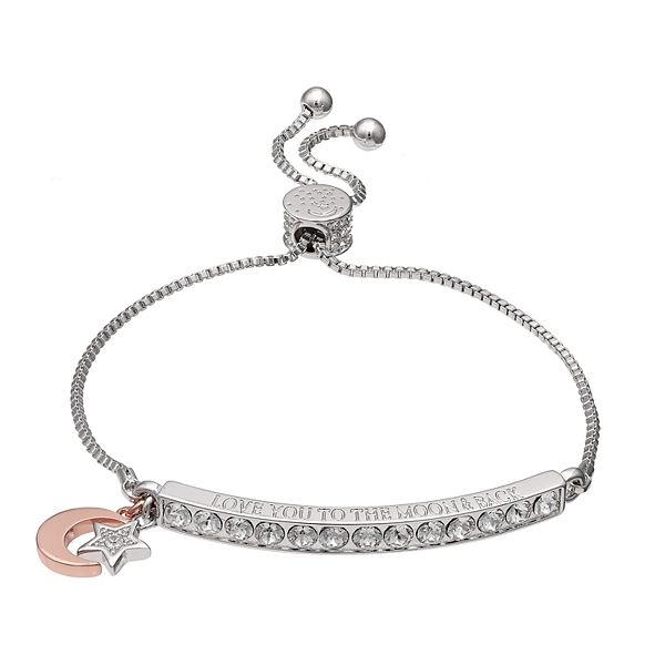 Brilliance Love You To The Moon Back Bar Bracelet With Swarovski Crystals