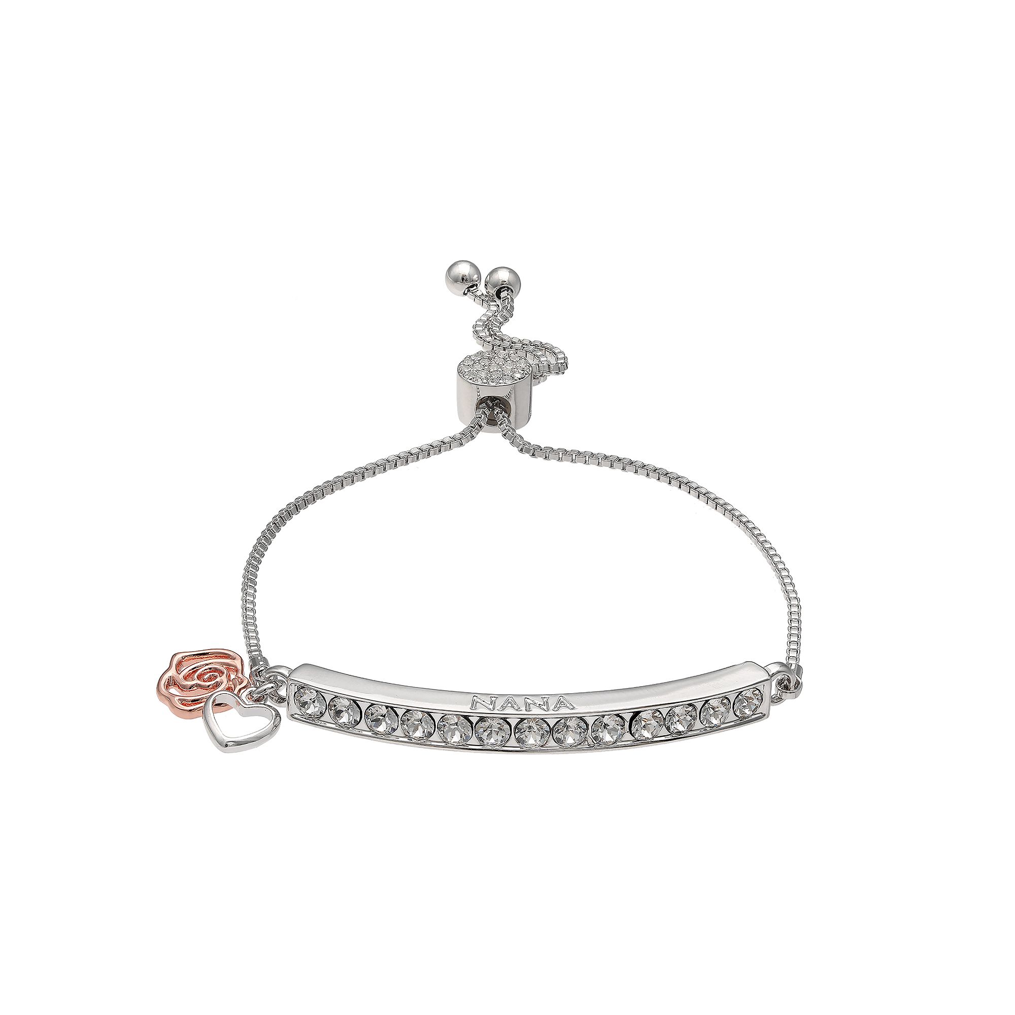 Brilliance Nana Bar Bracelet, Womens, Size: 7/8, Silver Tone Rose
