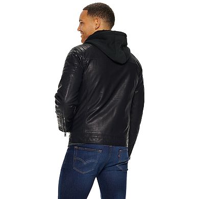 Men's Apt. 9 Faux Leather Moto Jacket With Removable Hood