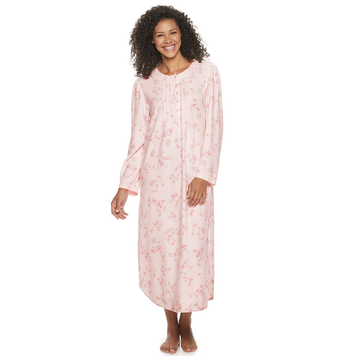 miss elaine long sleeve nightgown