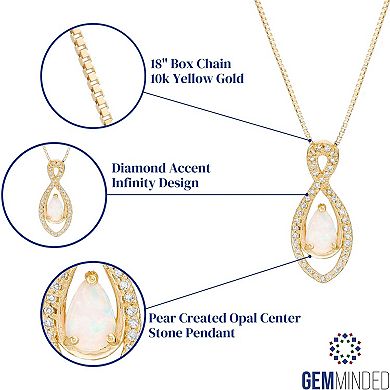 Gemminded 10k Gold 1/8 Carat T.W. & Lab-Created Opal Infinity Pendant Necklace