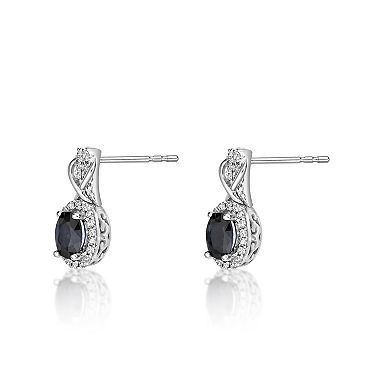 Gemminded 10k White Gold Sapphire & 1/3 Carat T.W. Diamond Drop Earrings