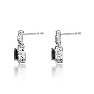 Gemminded 10k White Gold Sapphire & 1/3 Carat T.W. Diamond Drop Earrings