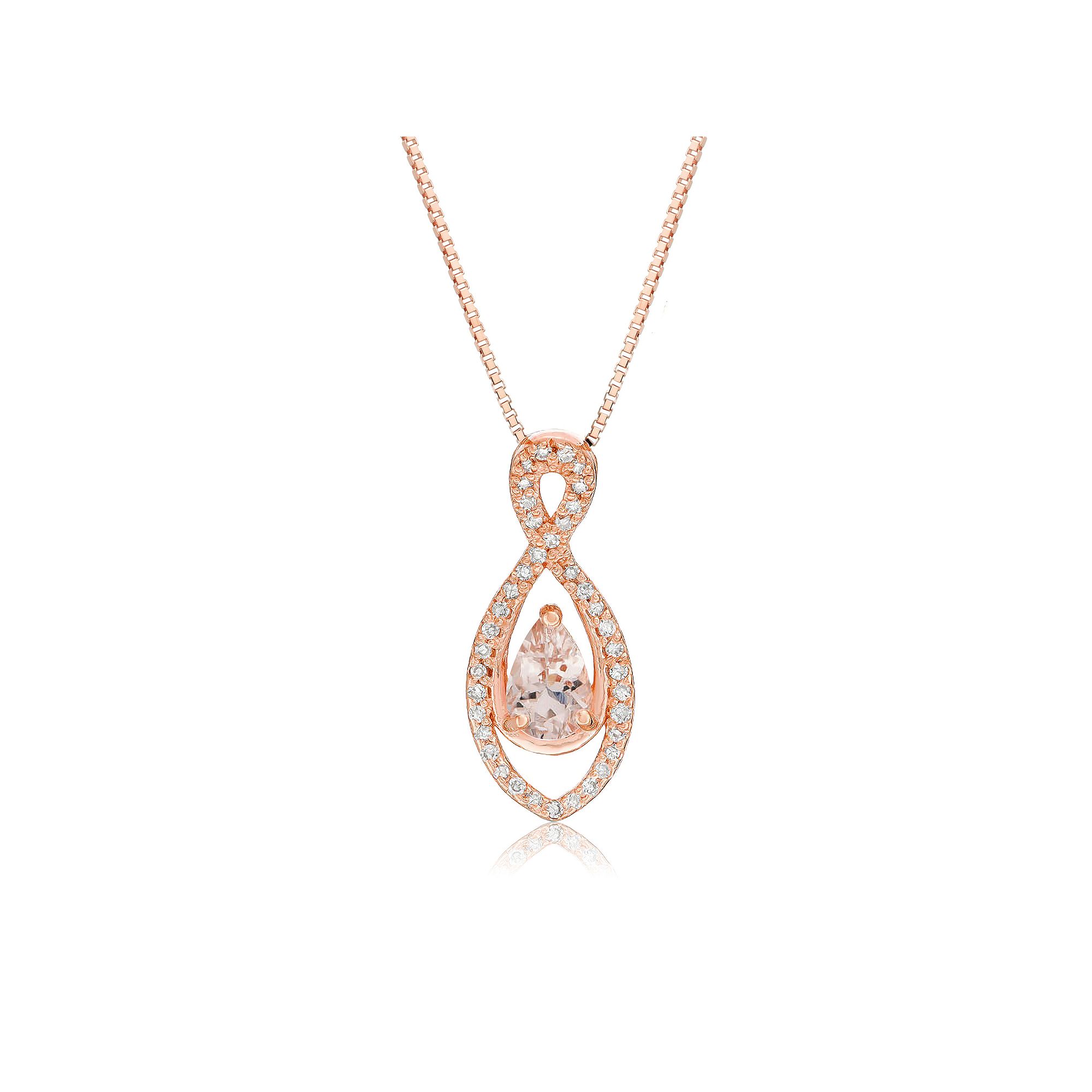 Gemminded 10k Rose Gold Morganite & 1/8 Carat T.W. Diamond Infinity Pendan