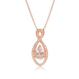 Gemminded 10k Rose Gold Morganite & 1/8 Carat T.W. Diamond Infinity Pendant Necklace