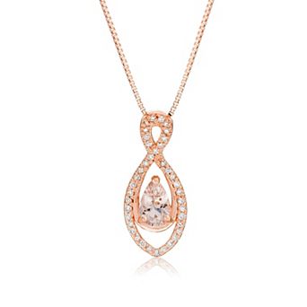 Gemminded 10k Rose Gold Morganite & 1/8 Carat T.W. Diamond Infinity Pendant Necklace