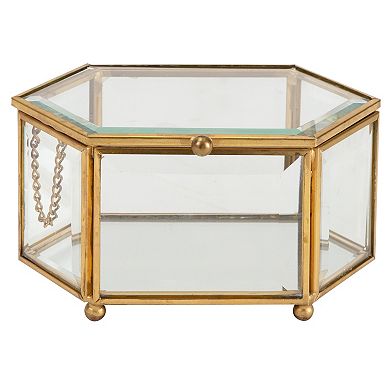 Home Details Vintage Mirrored Bottom Diamond Shape Keepsake Box