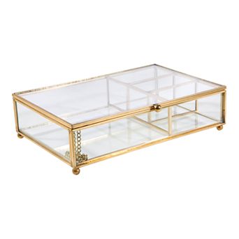 Home Details Vintage 4 Compartment Glass Keepsake Box