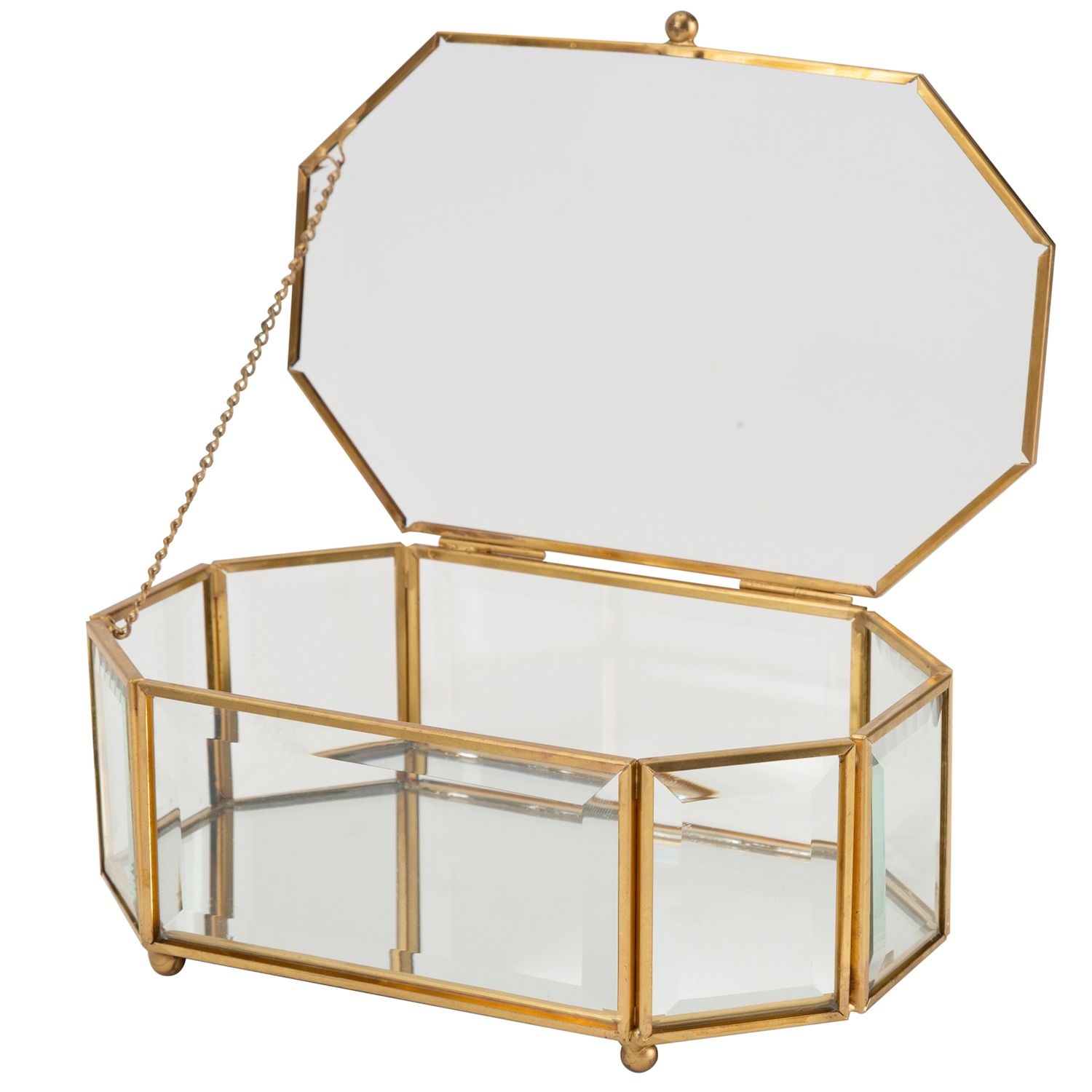 Image for Home Details Vintage Mirrored Bottom Octagonal Glass Keepsake Box at Kohl's.