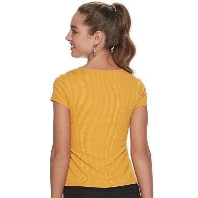 Juniors' Candie's® Square Neck Ribbed Tee