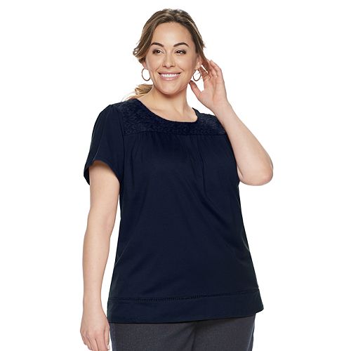 Plus Size Croft & Barrow® Knit Lace Top