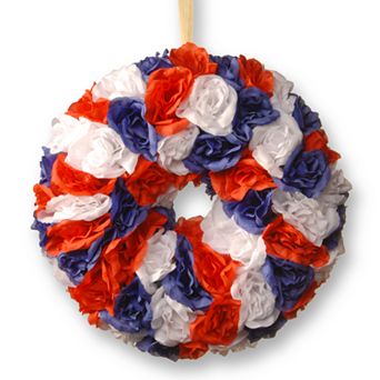 National Tree Company 14.5 in Patriotic Artificial Rose Wreath