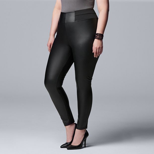 Plus Size Simply Vera Vera Wang High Rise Faux Leather Legging