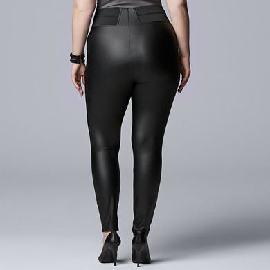Plus Size Simply Vera Vera Wang High Rise Faux Leather Legging