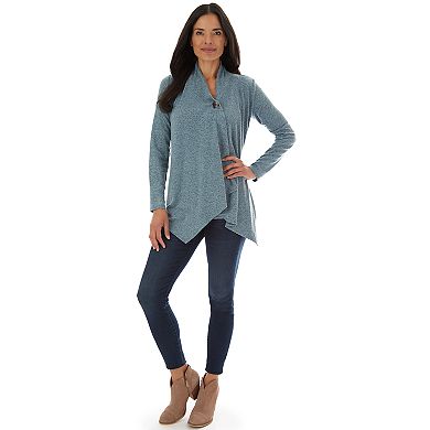 Women's Apt. 9 Fuzzy Jersey Button Drape Top