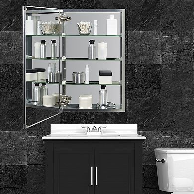 Zenna Home Aluminum Frameless Beveled Medicine Cabinet