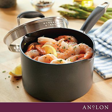 Anolon Advanced Home Hard-Anodized Nonstick 2-qt. Straining Saucepan