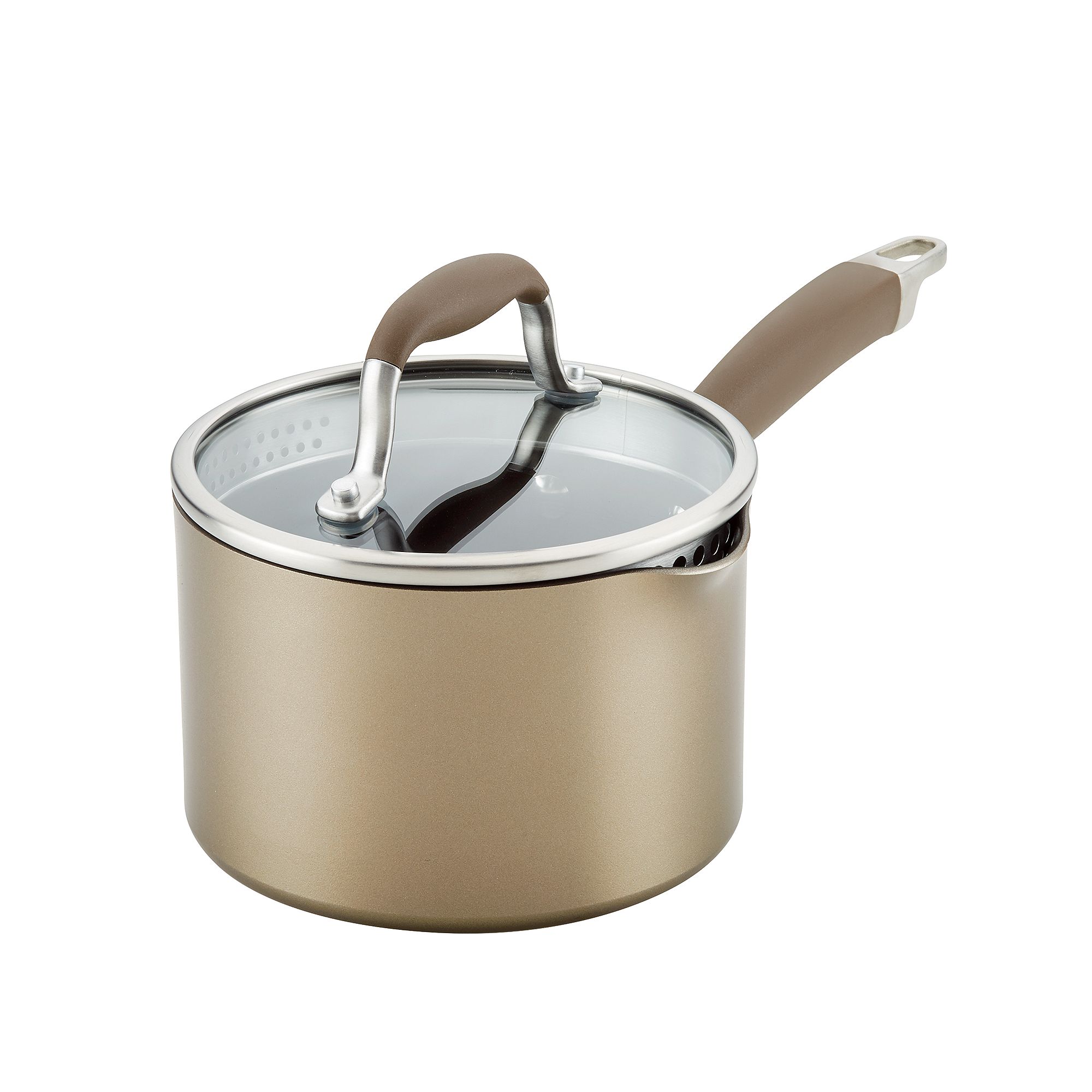 Anolon Advanced Home Hard-Anodized Nonstick 2-qt. Straining Saucepan, Brown