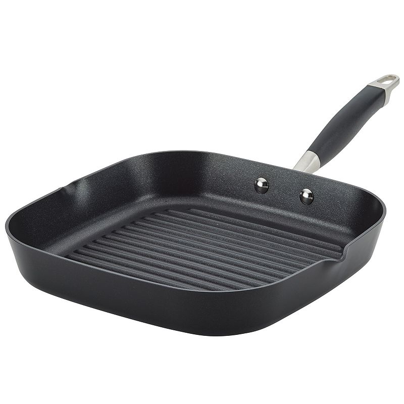 Anolon Advanced Home Hard-Anodized 11-in. Deep Square Grill Pan, Black, 11