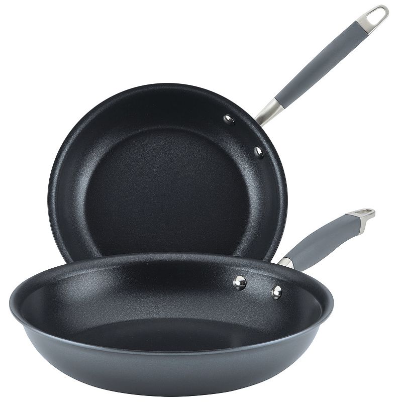 Anolon Advanced Home 10.25" & 12.75" Twin Pack Open Fry Pans Moonstone: Nonstick, Hard Anodized, Oven-Safe, Hand Wash