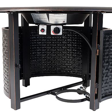 Fire Sense Florence Woven Aluminum LPG Fire Pit
