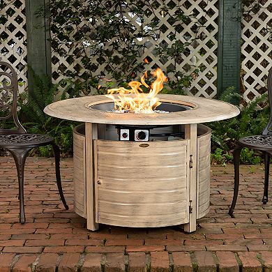 Fire Sense Thatcher Driftwood Round Aluminum LPG Fire Pit