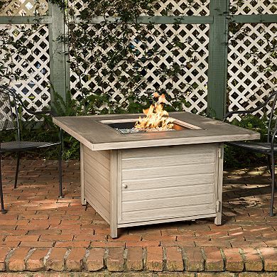 Fire Sense Langhorne Barnwood Square Aluminum LPG Fire Pit