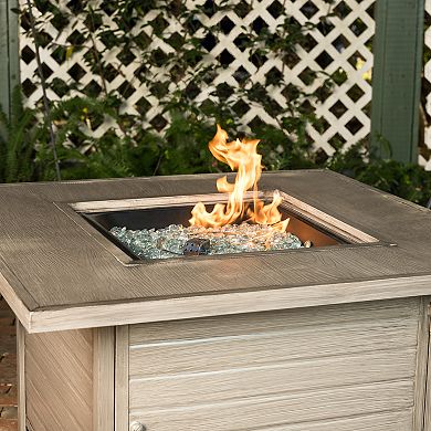 Fire Sense Langhorne Barnwood Square Aluminum LPG Fire Pit
