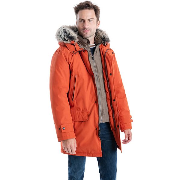 Mens TOWER by London Fog Arctic Jacket - Orange Spice (XL)