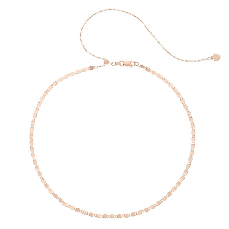 14k Gold Valentino Chain Choker Necklace, Womens, Size: 17, Pink