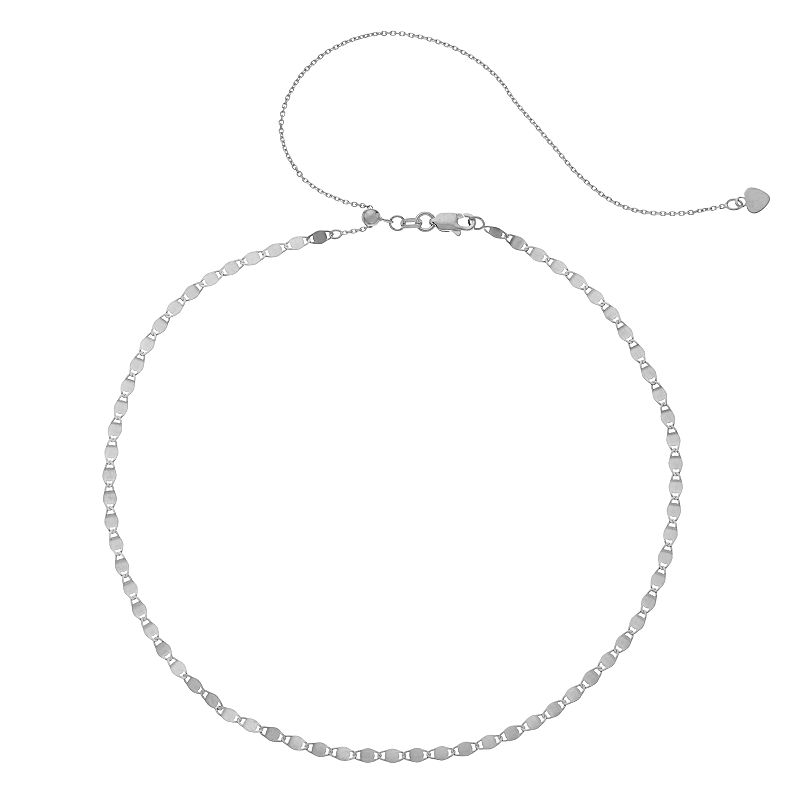 14k Gold Valentino Chain Choker Necklace, Womens, Size: 17, White