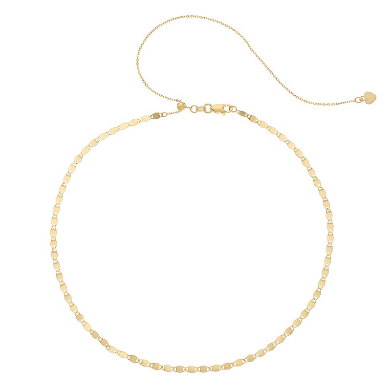 14k Gold Valentino Chain Choker Necklace, Womens, Size: 17, Yellow