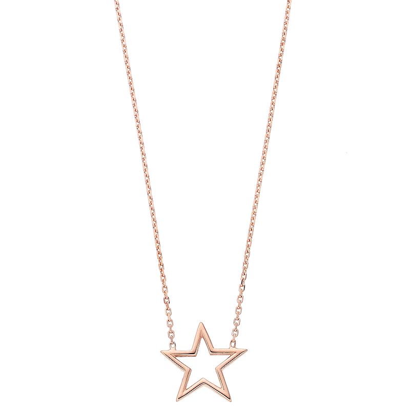 14k Gold Star Necklace, Womens, Size: 18, Pink