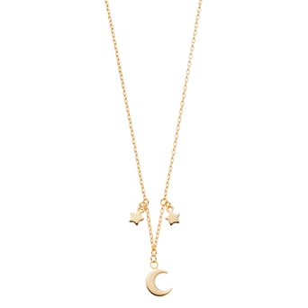 Womens Color Romance DANGLE HALF MOON AND STAR NECKLACE