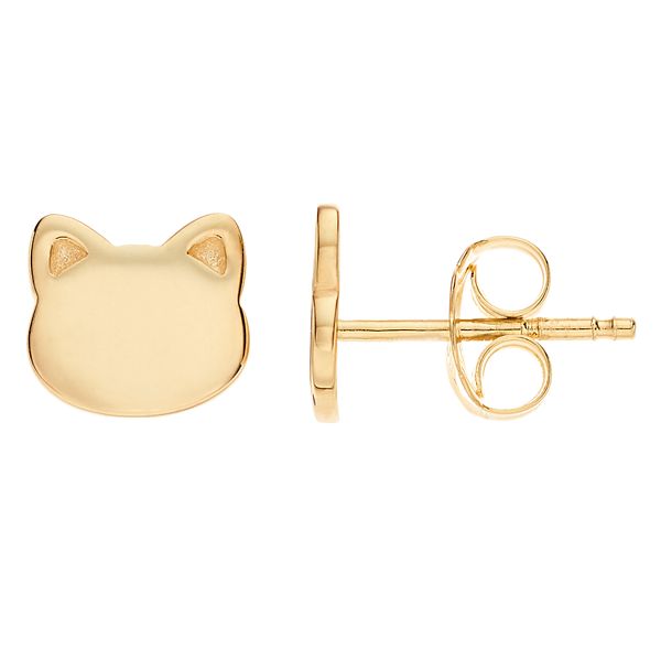 7mm x 9mm Jewel Tie 14k Yellow Gold Cat Post Earrings