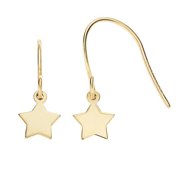14k Gold Star Drop Earrings
