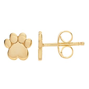 Womens Color Romance HEART DOG PAW STUD EARRINGS