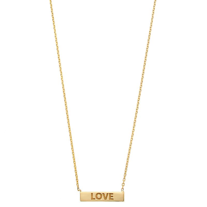 14k Gold Love Mini Bar Necklace, Womens, Size: 18, Yellow