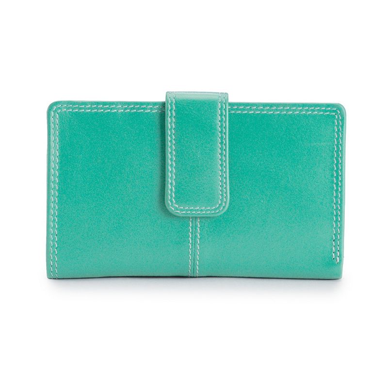 ili Leather French Purse, Turquoise