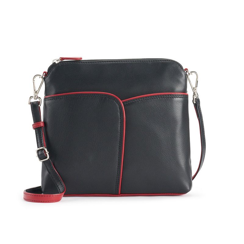 ili Leather Crossbody & Shoulder Bag, Black Red