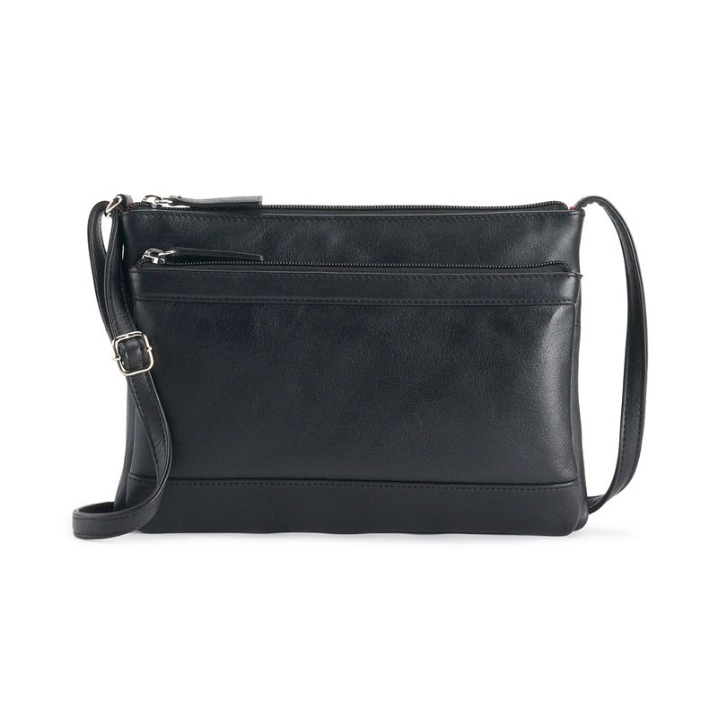 ili Leather Multi Compartment Crossbody Bag, Black