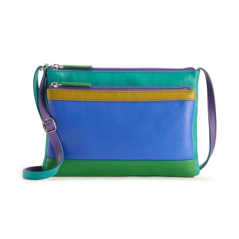 34111023 ili Leather Multi Compartment Crossbody Bag, Blue sku 34111023